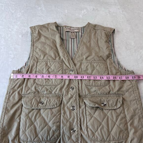 Marsh Landing Vintage Vest Women’ size PM Khaki Quilted Utility Canvas - Picture 5 of 6